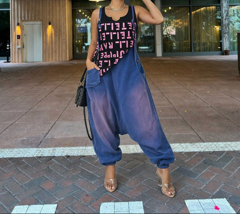 Patchwork Baggy Washed Overall