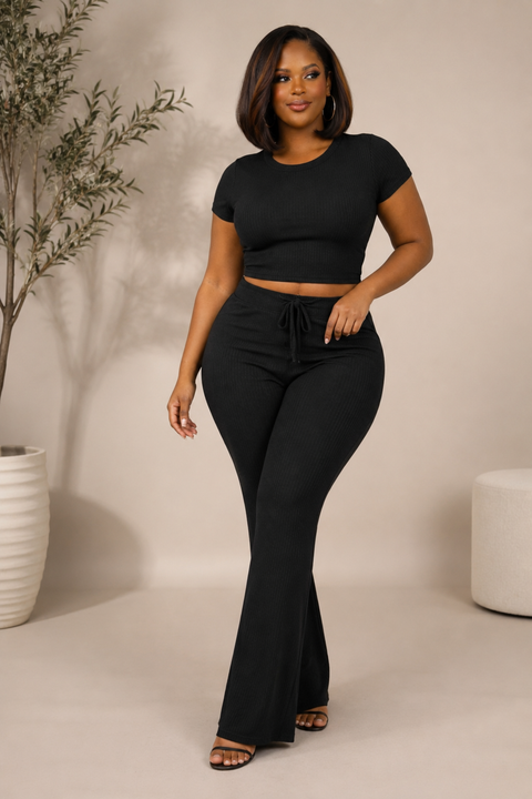 Ribbed Top & Pants Set (Plus)