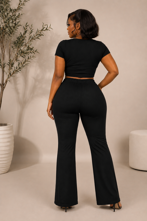Ribbed Top & Pants Set (Plus)