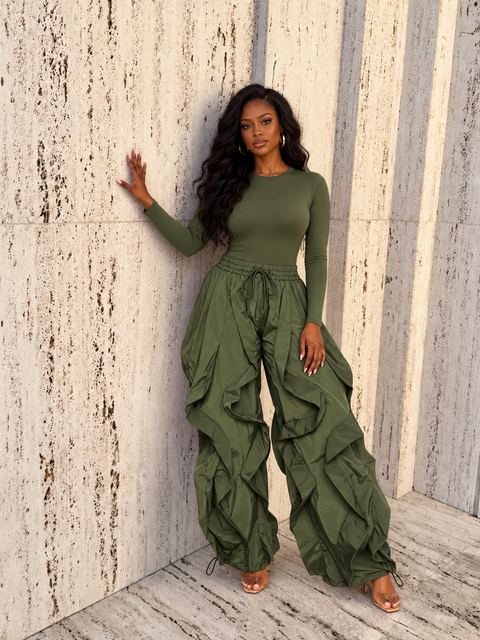 Ruffle Drawstring Jogger Pants