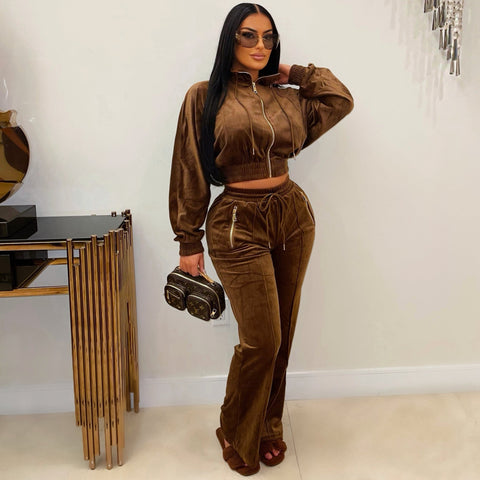 Velour Zip-Up Jacket & Jogger Set