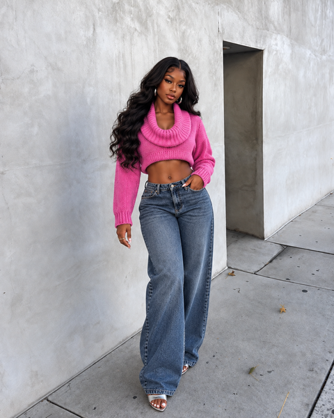Cowl Neck Knit Crop Top