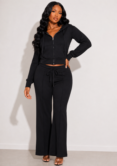 Cropped Zip Up Hoodie & Sweatpants Set