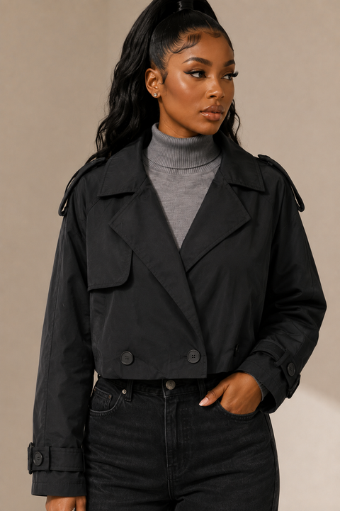 Balloon Cropped Trench Coat