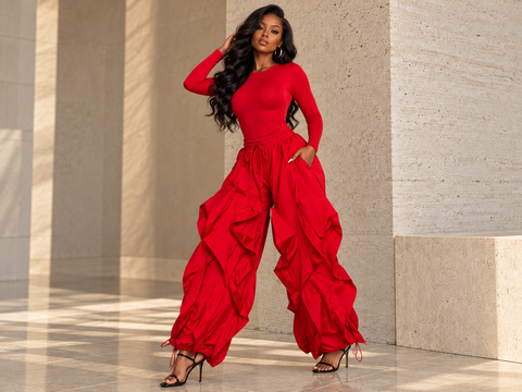 Ruffle Drawstring Jogger Pants