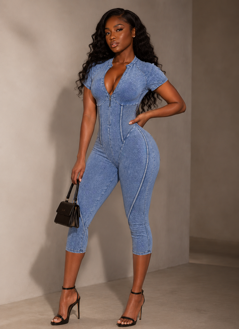 Washed Capri Jumpsuit