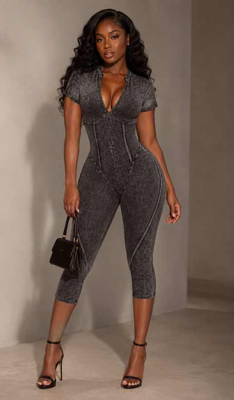 Washed Capri Jumpsuit