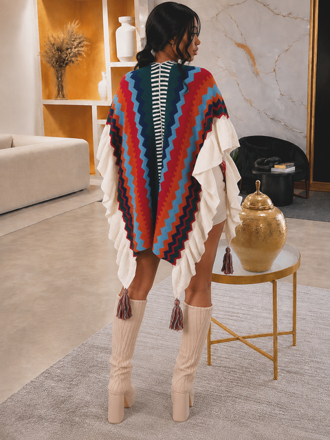 Multi Color Ruffle Kimono