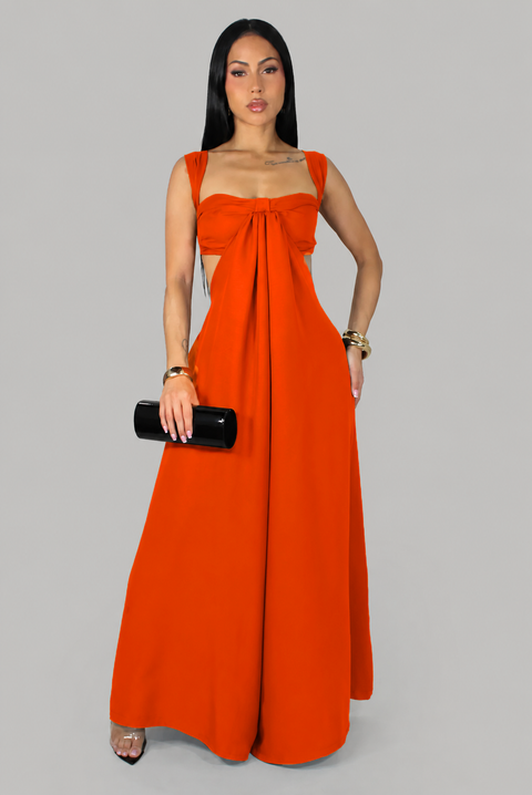 Front Bow Wide Leg Jumpsuit