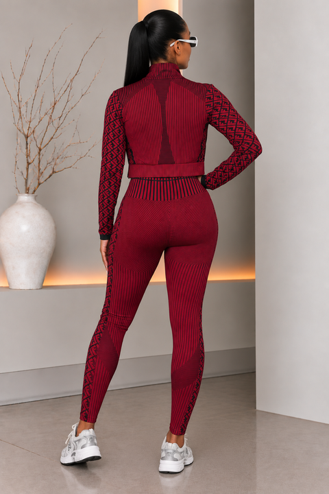 Geometric Seamless Top, Jacket & Leggings 3pc Set