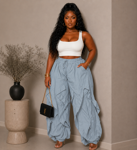 Ruffle Drawstring Jogger (Plus)