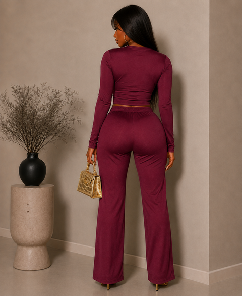 Gold Trim LS Top & Pants Set