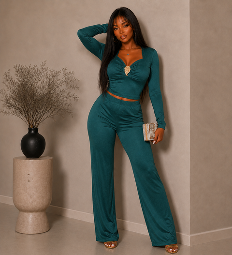 Gold Trim LS Top & Pants Set