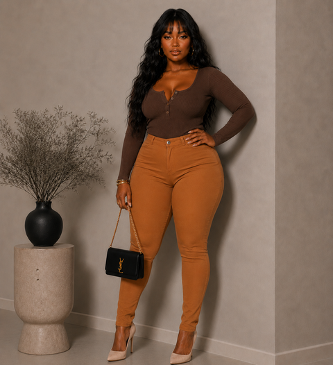 High Waist Stretch Pants (Plus)