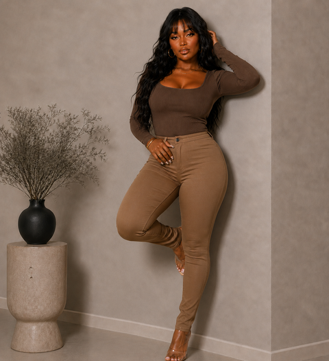 High Waist Stretch Pants (Plus)