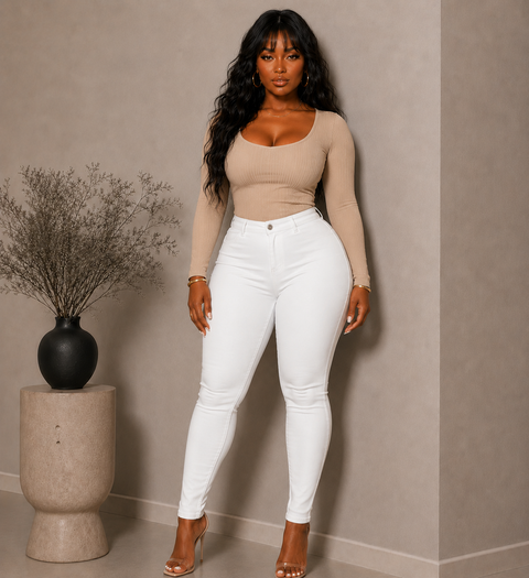 High Waist Stretch Pants (Plus)