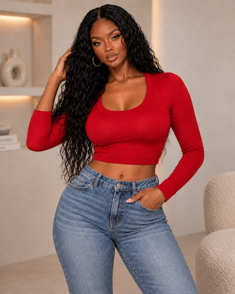 L/S Solid Crop Top