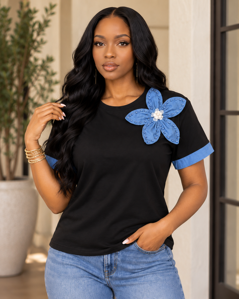 Flower Embroidery T- Shirt
