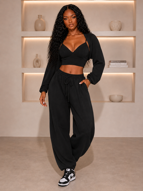 Bra Top With Bolero & Pants Set