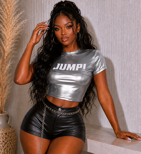 Jump PU Crop Top