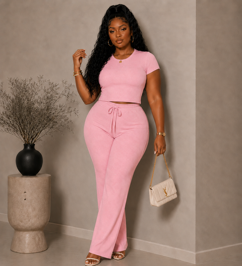 Ribbed Top & Pants Set (Plus)