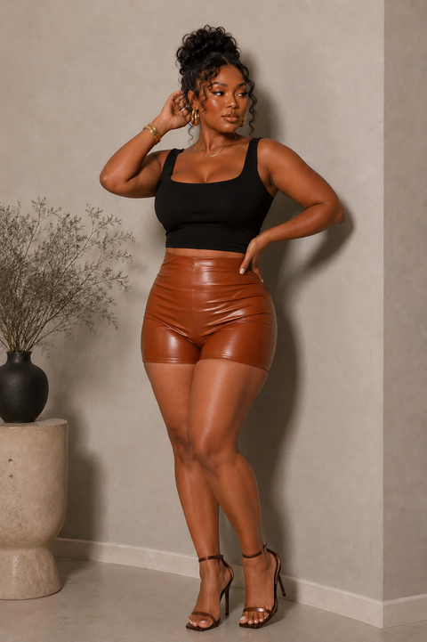 PU Leather Shorts (Plus)