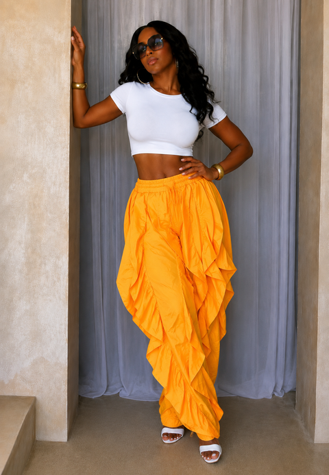 Ruffle Drawstring Jogger Pants