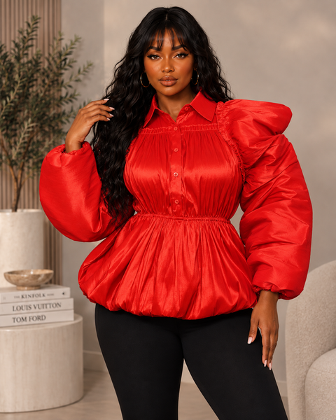 Princess Shoulder LS Blouse (Plus)