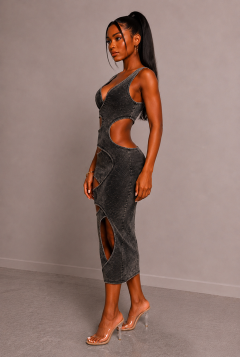 Washed Cutout Maxi Dress