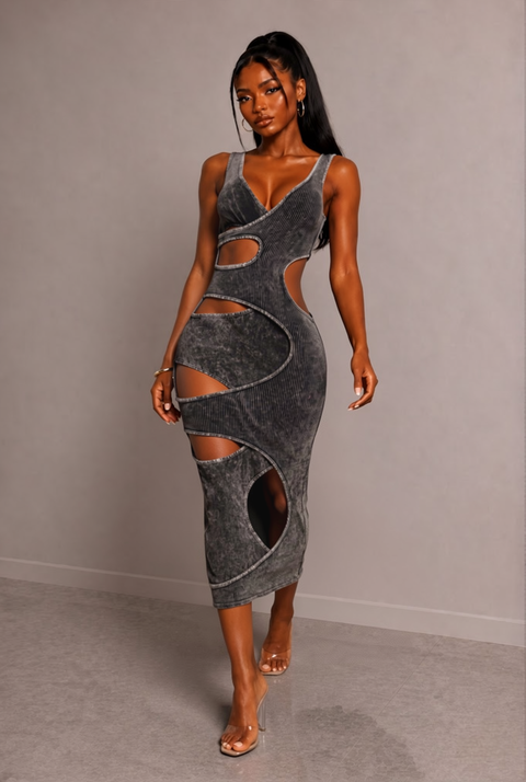 Washed Cutout Maxi Dress