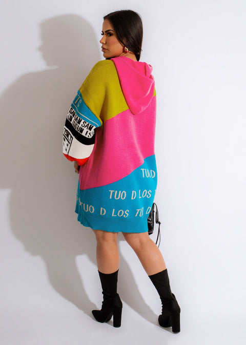 Hoodie Words Print Sweater