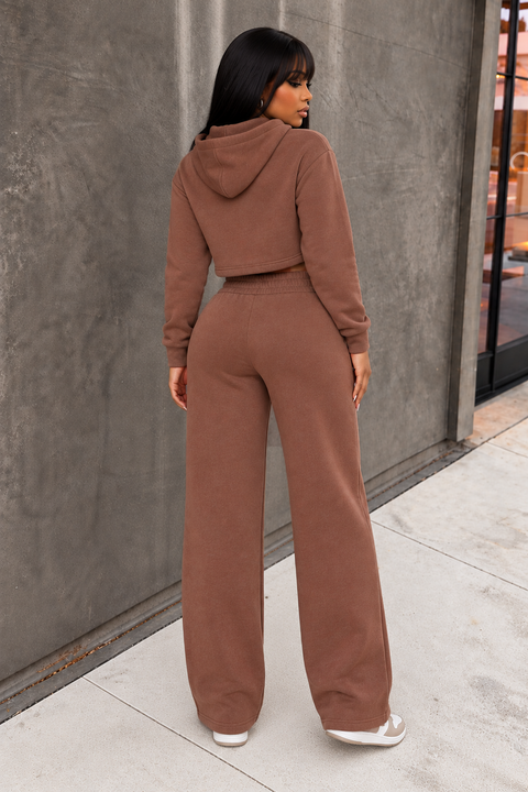 Fleece Hoodie Crop Top & Pants Set