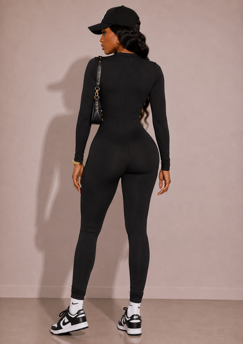 Round Neck Long Sleeve Jumpsuit