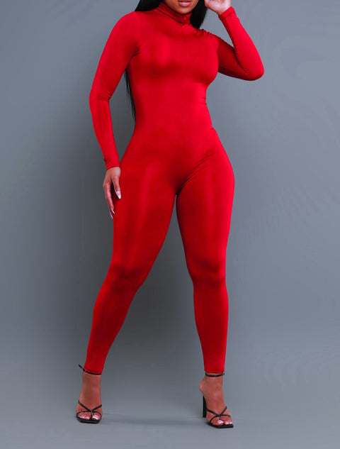 Solid Mockneck Jumpsuit