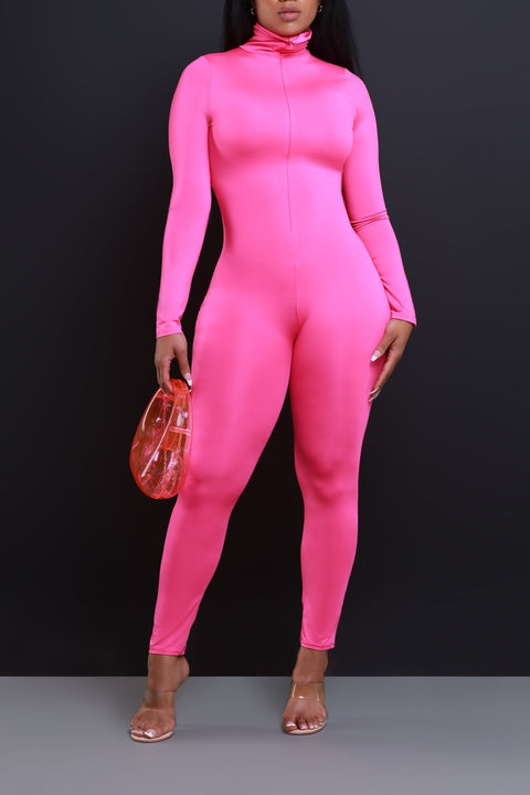 Solid Mockneck Jumpsuit