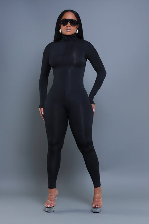 Solid Mockneck Jumpsuit