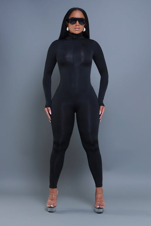 Solid Mockneck Jumpsuit
