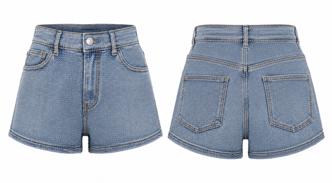 All Rhinestone Denim Shorts