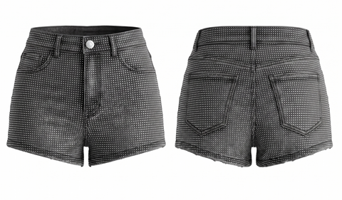 All Rhinestone Denim Shorts