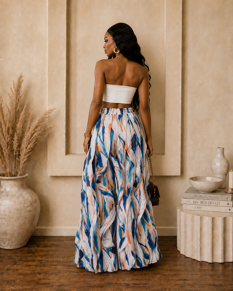 Printed Ruffle Drawstring Jogger