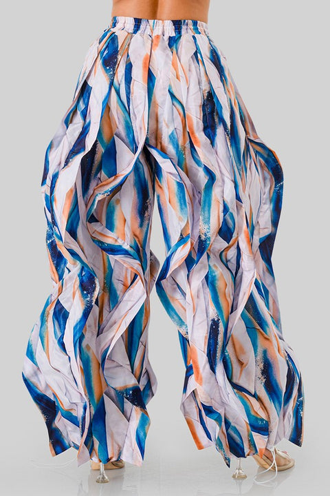 Printed Ruffle Drawstring Jogger