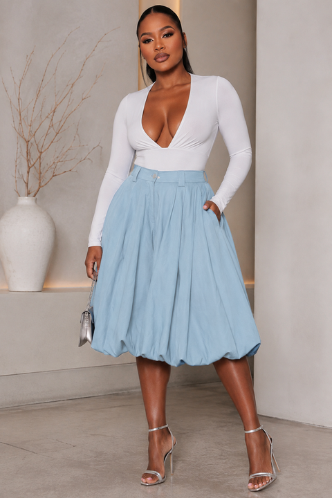 Wide Bubble Hem Capri Pants