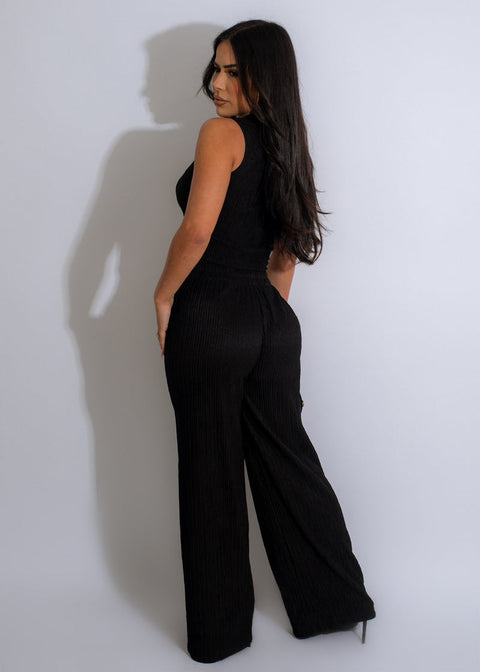 Wrinkle Texture Crop Top & Pants Set