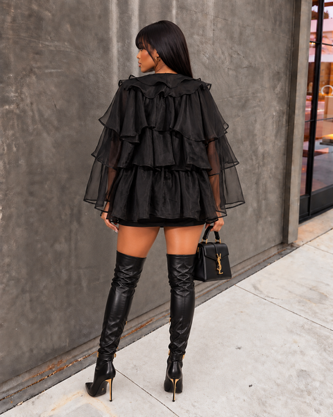 Layered Ruffle Sheer Blouse