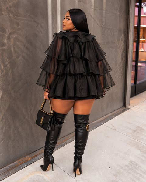 Layered Ruffle Sheer Blouse (Plus)