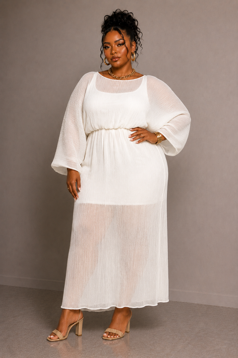 Solid Pleated Maxi Dress (Plus)