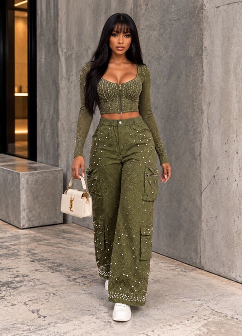 All Over Stone Pearl Cargo Pants