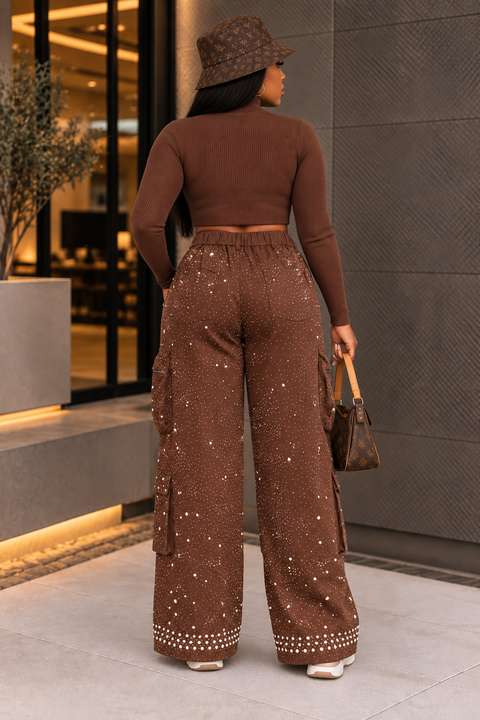 All Over Stone Pearl Cargo Pants (Plus)