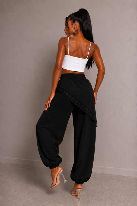 Lace Trim Folded Jogger