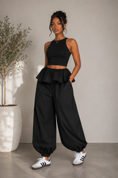 Folded Layer Balloon Jogger Pants
